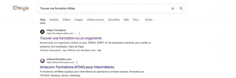 Intermittent consultant un catalogue de formations Afdas en ligne
